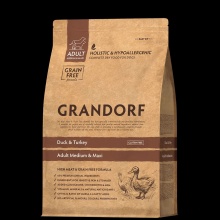 Grandorf DOG DUCK & TURKEY MEDIUM & MAXI - Грандорф качка з індичкою корм для дорослих собак
