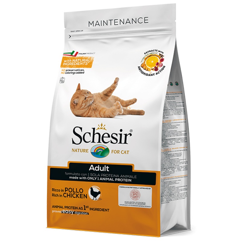 Schesir Cat Adult Chicken ШЕЗИР ДОРОСЛИЙ КУРКА сухий монопротеїновий корм для котів