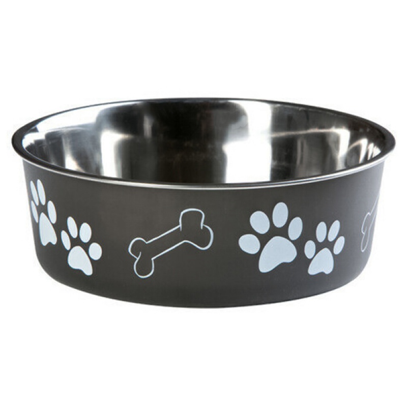 Karlie-Flamingo (Карли-Фламинго Белла) BELLA миска для собак, нержавейка, черный, с рисунком лапы