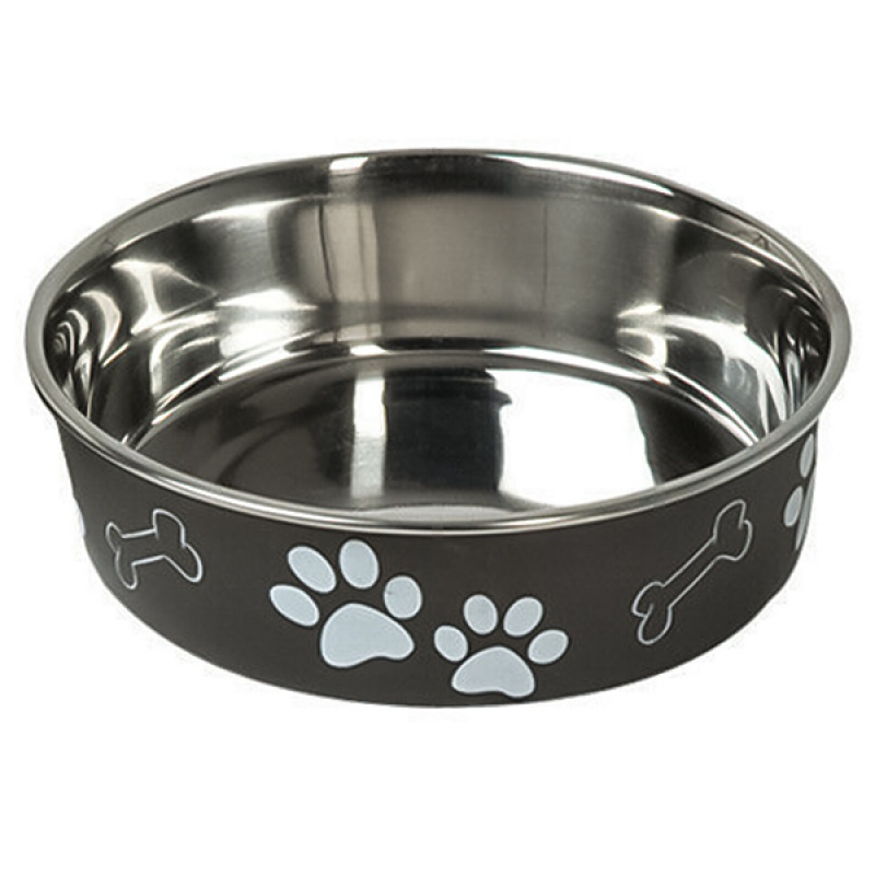 Karlie-Flamingo (Карли-Фламинго Белла) BELLA миска для собак, нержавейка, черный, с рисунком лапы
