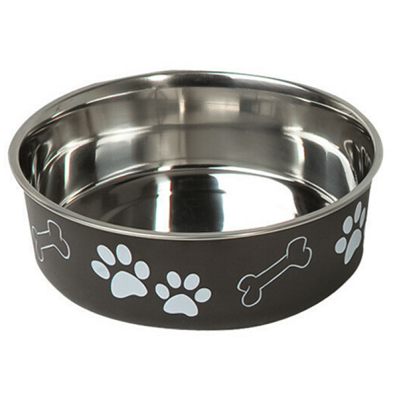 Karlie-Flamingo (Карли-Фламинго Белла) BELLA миска для собак, нержавейка, черный, с рисунком лапы