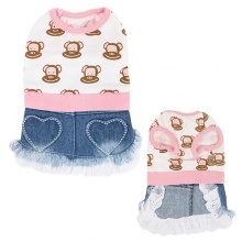 Monkey Daze Logo Dress МАНКИ ЛОГО платье с джинсовой юбкой, одежда для собак Monkey Daze Logo Dress МАНКИ ЛОГО платье с джинсовой юбкой, одежда для собак